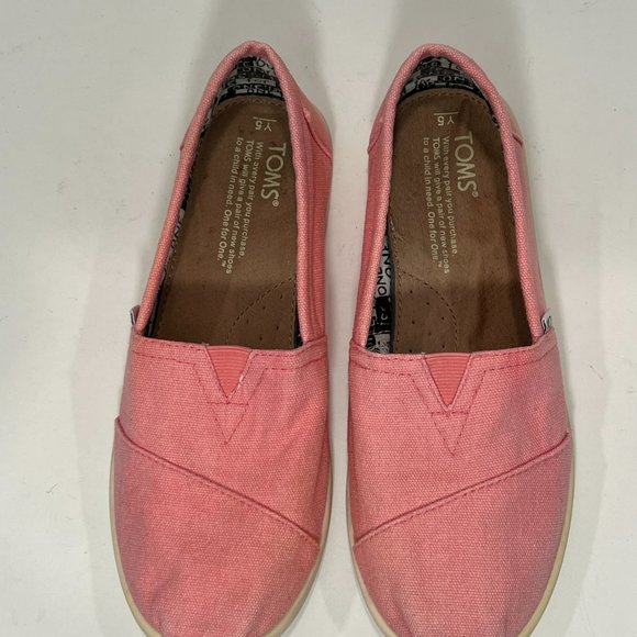 TOMS Bubblegum Pink Kids 5Y Slip On Espadrilles Good Condition - Picture 7 of 15